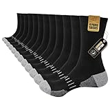 Stoeury 6 Paar Sportsocken Herren Damen, Gepolsterte Tennissocken Herren, Baumwolle Arbeitssocken Herren, Atmungsaktiv Crew Wandersocken, Laufsocken, Trekkingsocken, Schwarz, 39-42