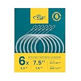 SF Vorfach aus Nylon, vorgebundene Schlaufen, zum Fliegenfischen, Forellenvorfach, Vorfachschnur, 2,3 m-6X, 6 Stück