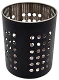Bambelaa! Besteckabtropfkorb Spüle Schwarz Edelstahl Rund Metall Abtropfgestell Geschirr Abtropfkorb Spülbecken Besteckhalter Tisch Küchenutensilienhalter Utensilienhalter Küche (ca. 10,5 x 13,5 cm)