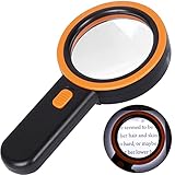 AIXPI Lupe mit Licht - 12 LED Leselupe Doppelglaslinse, Anti-Rutsch-Handlupe für Senioren, Kinder, Juweliere, Münzsammler, inkl. Reinigungstuch (Schwarz)
