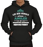 Shirtstreet Angeln Herren Hoodie Männer Kapuzenpullover Leg Dich Niemals mit einem Angler an, Größe: 3XL,Schwarz