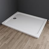 IMPTS Duschwanne 75x90 cm,Duschtasse aus langlebigem Sanitäracryl Duschtasse aus Sanitäracryl in Weiß rechteckig extra Flach kratz- & rutschfest, inkl. Ablaufgarnitur