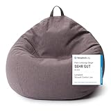 Lumaland Sitzsack Comfort Line | Indoor Beanbag 80x90x50cm mit mehr als 1,5 Mio. anpassbaren EPS-Perlen | Weiches & Komfortables Bodenkissen | Sessel für Kinder & Erwachsene | 185 L Volumen Dunkelgrau