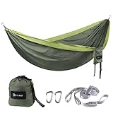 BTRWOR Hängematte Outdoor für 2 Personen | 300kg Traglast | Doppelhängematte mit Befestigungs-Set | Nylon Camping Reisehängematte | 290x170cm(Waldgrün)