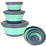 Faltbare Schüssel - 3 Stück Silikon Tragbare Geschirr Wohnwagen Camping Frischhalteboxen Runden, Obst Salat Campinggeschirr für Campe Wandern Küche Schule im Freien Camping Zubehör Gadgets