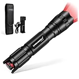 DARKBEAM Rotlicht Taschenlampe Rot Licht Aufladbar Stufenlos Dimmbar, LED Rotes Hohe Lumen Rotlichtlampe für Jagd, Camping, Beobachtung, Astronomie, Angeln, Rettung, Sternguckerei, verdeckte Aktion
