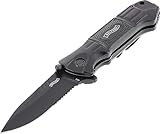 Walther Black Tac Knife Klappmesser mit Linerlock-Verriegelung, Spearpoint-Klinge aus 440C und intigrierter Glasbrecher am Griffende