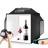 PULUZ Upgrade Fotobox Fotografie 40x40cm, Professionelles Fotozelt mit Beleuchtung 480 LED 5500K & 4 Farbigen PVC-Hintergründen für Schmuck und Produktfotografie
