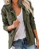 Imily Bela Übergangsjacke Damen Leichte sommerjacke Herbst Stehkragen Jacket Boyfriend Parka Sommerjacke Elegant leichte Jacke Kurzmantel(Grün，L)