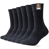 SockWaddles Socken Herren Damen, 6 Paar Baumwolle Atmungaktive Gepolsterte Tennissocken Sportsocken Laufsocken Wandersocken 39-42, Schwarz