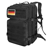 Militär Rucksack Herren,45L Groß Rucksack Wasserdicht Outdoor Assault Survival Wanderrucksack Herren, Taktischer Backpack Geeignet für Jagd,Wandern,Camping und Andere Outdoor-Aktivitäten (Schwarz)