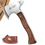 Freelander Beil Survival, 20CM Outdoor Axt Klein, Scharf Camping Hand Beil Mit Scheide, Wikinger Axt Mit Holzgriff für Bushcraft