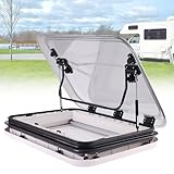 Wohnmobil-Dachbelüftung, universelle Dachluke für Wohnmobile, Wohnmobilfenster und Oberlichter, Wohnmobil-Dachabdeckung, großes Caravan-Dachfenster-Belüftungsset mit LED-Leuchten,80x50cm