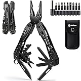 Multper Multitool Edelstahl, Multifunktionswerkzeug mit EDC Taschenmesser Spitzzange Schraubendreher, Heimwerker Outdoor Camping Wandern Überlebenswerkzeug mit Tragtasche, Geschenk für Männer