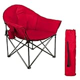 HIGH POINT SPORTS Campingstuhl Faltbar Moon Chair bis 150kg Moonchair XXL Klappstuhl Campingsessel Angelstuhl für Indoor Outdoor Camping Rot