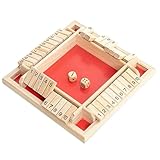 Holz Brettspiel, 4-Spieler Shut The Box Spiel Würfelspiel Holz Mathematik Traditional Pub Board Würfelspiel Reisen 4 Spieler Great Family Brettspiele Urlaub unterhaltsames Spiel