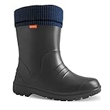 DEMAR. federleichte Kinder EVA Gummistiefel gefüttert Dino (34/35, graphit)
