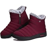 Mufanton Damen Winterstiefel Schneestiefel Warm Gefüttert Winterschuhe Outdoor Rutschfeste Walking Boots,Rot,EU39