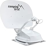 Camping First Satmex 55 Plus – Vollautomatische Sat-Antenne (Montage auf dem Wohnmobil, nur 16 cm Höhe, Bluetooth, große Empfangsreichweite) – Weiß