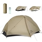 Naturehike Mongar UL-Zelt [2025 Upgrade] 1,5 kg, ultraleichte Zelte, 1/2 Personen, Rucksackzelt, 4 Verwendungsmodi, wasserdicht, Wanderzelte für Camping mit Veranda, einfacher Aufbau (Khaki, 2 person)