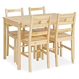 Homestyle4u, Esstisch mit 4 Stühlen Holz Natur Kiefer, Küchentisch Essgruppe Set 4 Stühle, Küche Esszimmer | Artikel 3062