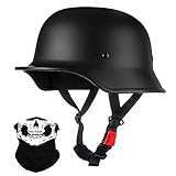 Deutsche Motorrad Halbhelme mit ECE, Jethelm Retro, Chopper Helm, Scooter-Helm, Fahrradhelm, mit Herausnehmbares Innenfutter und Schnellverschlussschnallen M~XXL 57~64CM