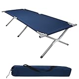 BB Sport Feldbett Klappbett 190 x 64 x 41 cm Stabiles Campingbett 180kg Belastbar Tragbar Bequem Reise Liege Stahlrohr 600D Oxfordgewebe Tragetasche Gästebett Klappbar, Farbe:blau