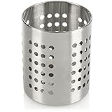 com-four® Besteckabtropfkorb - Küchenutensilienhalter aus Edelstahl - Besteckkorb, Kochlöffelständer aus Metall - moderner Serviettenhalter - Metall-Besteckhalter (silberfarben)