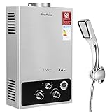 BreeRainz 18LPM Gasdurchlauferhitzer, 36KW LPG Propan Butan Warmwasserbereiter Durchlauferhitzer, Super Niedrigem Startwasserdruck, Warmwasserspeicher für Zuhause Wohnmobile