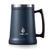 Ideus® Isoliert Bierkrug mit Griff 710ml, Edelstahl Bierglas Groß Thermobecher Metall Bierbecher, Geboren für das Oktoberfest (Marine Blau)