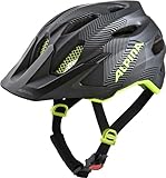 ALPINA CARAPAX JR. - Leichter, Robuster & Sicherer Fahrradhelm Mit Fliegennetz & Optionalen LED-Licht Für Kinder, black-neon-yellow, 51-56 cm