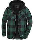 SwissWell Herren Hemdjacke Verdicken Kariertes mit Reißverschluss Flanelljacke Plüschfutter Freizeit Gefüttert Holzfällerhemd Männer Winter Hemd Fleece Hoodie Winterjacke mit Brusttasche(Grün, 3XL)