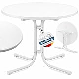Beautissu Bistrotisch Outdoor Rund Ø 80 cm Wasserfest – Beistelltisch Balkontisch Wetterfest Gartentisch Rund Klappbar 70 cm hoch – Campingtisch Partytisch Esstisch Gastro – Weiß Bistroni
