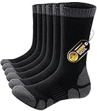 PULIOU Merino Socken Herren Damen Thermosocken Wandersocken Outdoor & Trekking-Socken, Anti-Blasen, Gepolstert Arbeitssocken Wintersocken，Schwarz 43-46