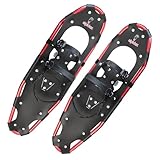 ALPIDEX Schneeschuhe Aluminium Rahmen Damen Herren ab Schuhgröße 36 bis 135 kg Ratschenbindung Tragetasche, Farbe:Black/Red 30