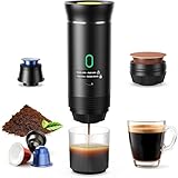3 in 1 12V Akku Kaffeemaschine, Tragbare Kaffeemaschine, Auto Espressomaschine mit USB, Kompatibel mit kapsel und gemahlener Kaffee, 5 Minuten Schnelles Erhitzen, für camping und wohnmobil gadgets