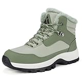 Mishansha Winterschuhe Damen Gefüttert Winterstiefel rutschfest Wanderschuhe Grün Gr.39
