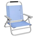 SONGMICS Strandstuhl, tragbarer Klappstuhl, Rückenlehne 4-stufig verstellbar, mit Armlehnen, atmungsaktiv und komfortabel, Outdoor-Stuhl, blau GCB65BU