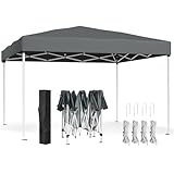 SONGMICS Pavillon 3 x 3 m, Faltpavillon, Gartenpavillon, Partyzelt, Sonnenschutz, Leichter Regenschutz, tragbar, für Hof, Garten, Markt, dunkelgrau GCT102GZ01