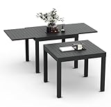 Devoko Esstisch Ausziehbar，80/160 x 75cm Gartentisch Ausziehbars, Aluminium Balkon Ausziehtisc, Gartentisch Wetterfest,ausziehbar auf 160cm, Outdoor Esstisch, Dunkelgrau