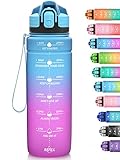 Niggeey Sport Trinkflasche 500ml, 700ml, 1L, 1,5L Trinkflasche Kinder Auslaufsicher, BPA-frei Tritan Motivierende Wasserflasche mit Zeitmarkierung, Sportflasche für Kinder, Schule, Fitness, Gym