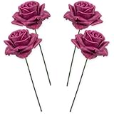 matches21 HOME & HOBBY Wachs-Rosen 4er Set pink - dauerhaft haltbare Textil-Rosen mit Wachs-Blüten