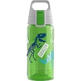 Sigg - Trinkflasche Kinder - Viva One Jurassica - Für Kohlensäurehaltige Getränke Geeignet - Auslaufsicher - Spülmaschinenfest - BPA-frei - Sport & Schule - Grün mit Dinosaurier - 0,5L