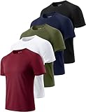 Cimic 5er Pack Sport Tshirts Herren Funktionsshirt Sportshirt Herren Kurzarm T Shirt Atmungsaktive Trainingsshirt Männer Fitness Gym Laufshirt Wandershirt Men Set 510 Black White Green Navy Red L