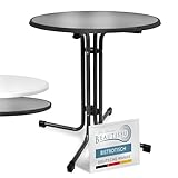 Beautissu Bistrotisch Outdoor Rund Ø 80 cm – Beistelltisch Balkontisch Stabiler Gartentisch Rund Klappbar 70 cm hoch – Campingtisch Partytisch Esstisch Gastro – Schwarz Bistroni
