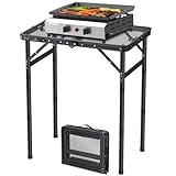 FUNYKICH Tragbarer Grilltisch 58 x 40cm, Campingtisch Outdoor Klappbar mit 3 Höhen Verstellbarer(26/48/70cm) Klapptisch mit Mesh Desktop, Leicht zu montieren Multifunktionstisch für Picknick Camping