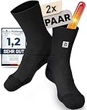 CORE GORIMO – 2 Paar – Merino Wandersocken Herren & Damen - Thermosocken Herren gepolstert - Warme Socken Herren & Damen zum Wandern für den Winter (43-46, Schwarz)