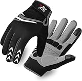 BEAST RAGE Vollfinger-Radhandschuhe mit Polsterung für Männer und Frauen, rutschfest, stoßdämpfend, atmungsaktiv, Touchscreen Mountainbike-Handschuhe für BMX, MTB-Rennen, Straßenrennen (SCHWARZ, L)