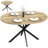 HOMCOM Esstisch ausziehbar 100/135 x 100 cm Esszimmertisch Runder/Ovaler Küchentisch für 4-6 Personen mit Spinnenbeinen aus Stahl für Küche, Esszimmer, Natur