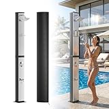 UISEBRT Solardusche 40 Liter mit Schutzhaube und 360° Duschkopf,Gartendusche einstellbare Temperatur bis 60°C,Pooldusche mit Fußdusche für Garten, Camping und Außenbereich,Silber
